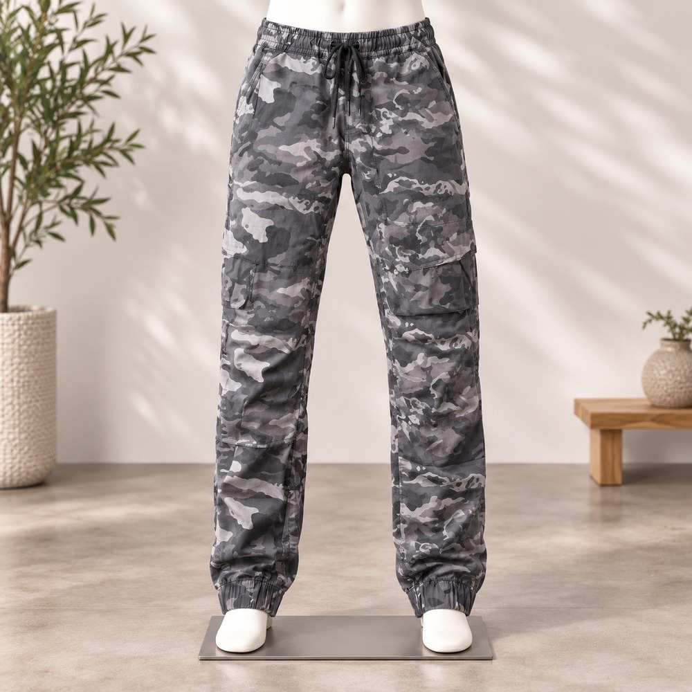 Nope Joggers Mens Medium Grey Camo Drawstring Elastic Waist Casual Pants